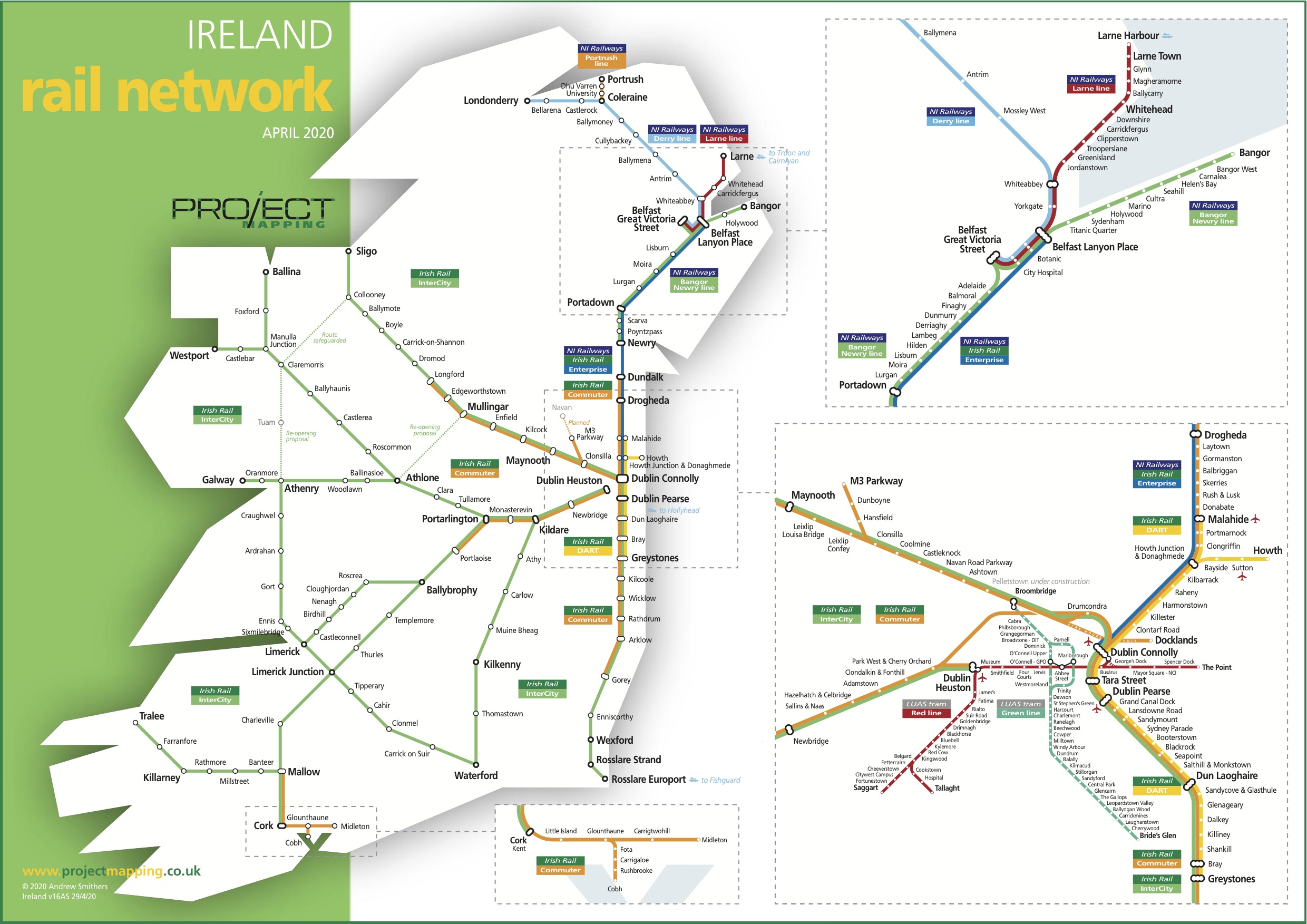 Irish Railway Map 2020 