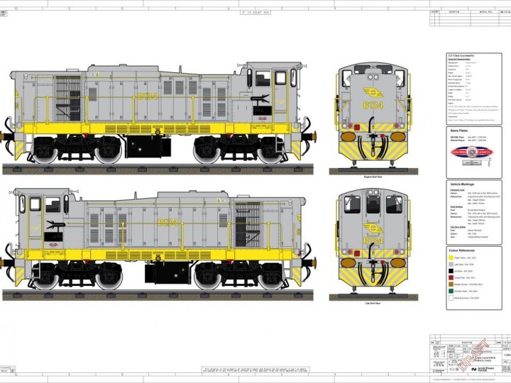 Planned livery for B134 as produced by Irish Rail, Inchicore.