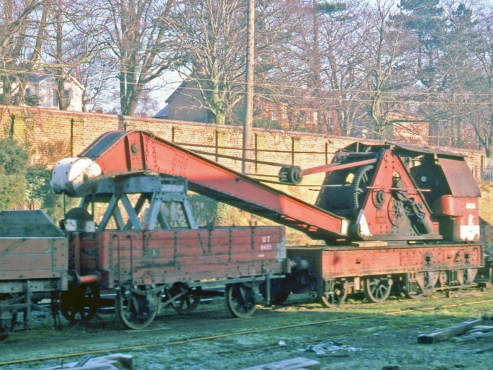 30/1/1978: GNR steam crane 2 as UTA 8434 and runner 8435 at Lisburn yard. (C.P. Friel)