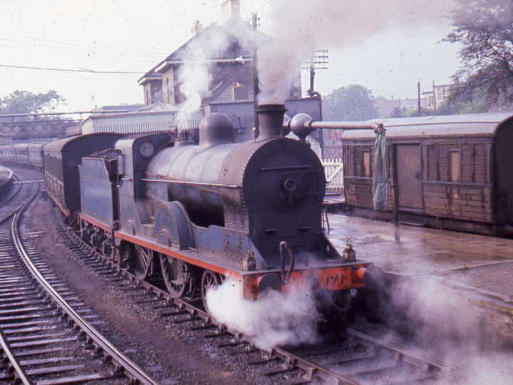 1960s: The locomotive in UTA days at Omagh, recently bought from CIE (see stencil on buffer beam).