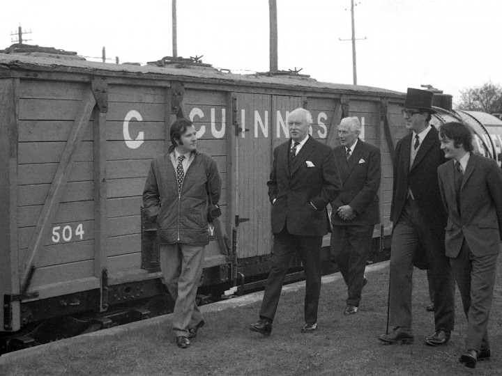 27/4/1972: 504 alongside our Patron Lord O'Neill with the Governor Lord Grey, Chairman Bob Edwards and Secretary John Lockett at Whitehead. (C.P. Friel)
