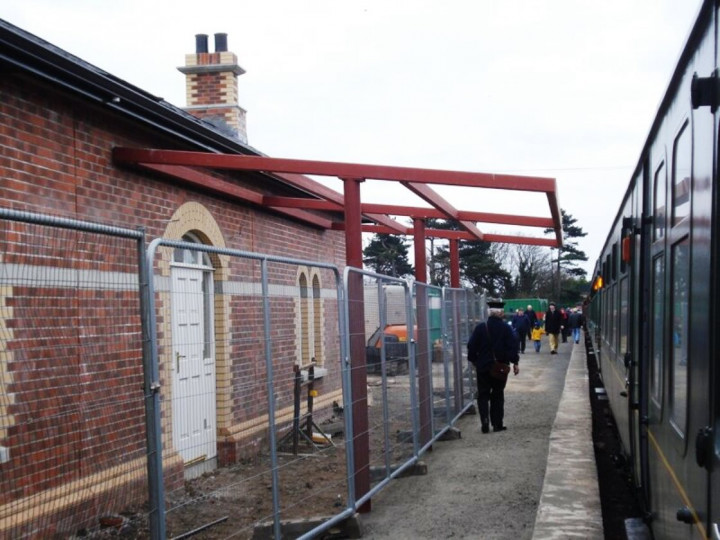 1/4/2013: The Easter Eggspress brings public trains to the as yet unopened station. (P. McCann)