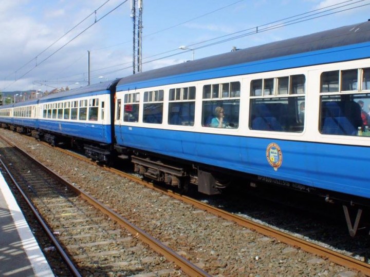 7/8/2016: A full line-up of Cravens in the blue & cream livery, Greystones. (K.Finger)