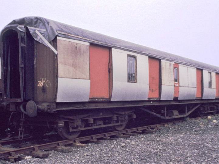 14/5/1990: The NCC Full Brake being re-sheeted at Whitehead prior to restoration. (N. Knowlden)