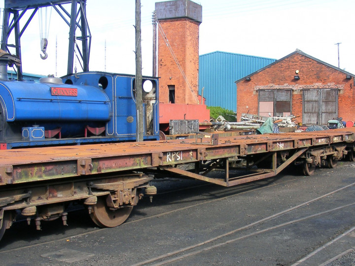 24/5/2009: C309 (now scrapped) and C310 at Whitehead soon after arrival at Whitehead. The RPSI indicators show NIR staff where the wagons were destined. (C.P. Friel)