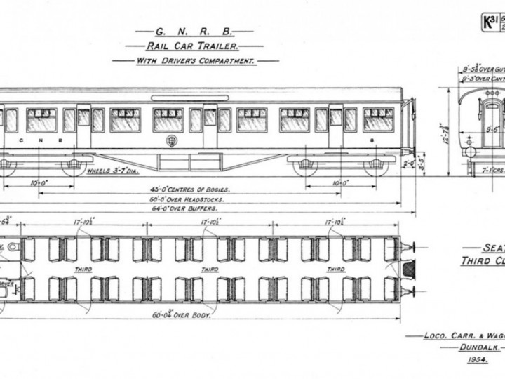 Dundalk drawing for K31 Driving Trailers 8 and 9 built in 1954.