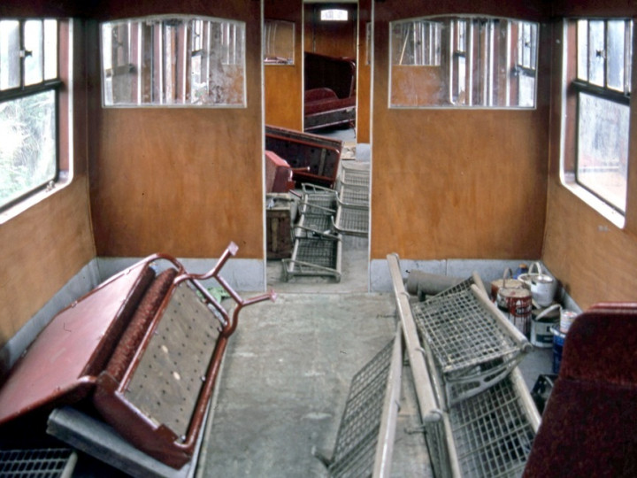 4/6/1986: GN 9 passenger interior under restoration. (C.P. Friel)