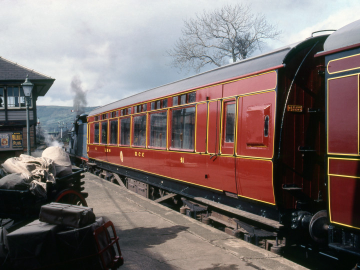 91 at Carrickfergus on 20th March 1983, when the RPSI provided a train for the filming of a BBC television drama, 'Aunt Suzanne'. (C.P. Friel)