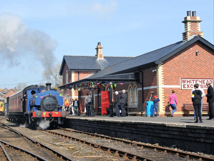 6/4/2019: It's a train rides day for No.3BG's centenary, and the building is festooned and busy. (C.P. Friel)